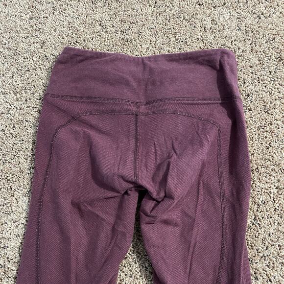 Lululemon Wunder Under Pant Burgundy Purple Stripes Cotton Size 4 Athletic - Picture 4 of 9